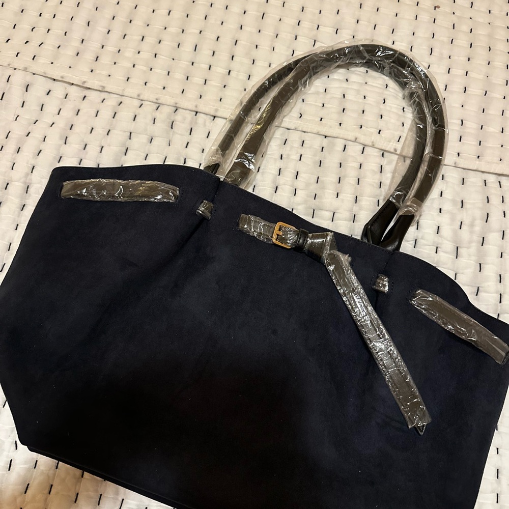 Navy Suede Tote Bag brand new with tags - Picture 5 of 5